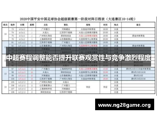 中超赛程调整能否提升联赛观赏性与竞争激烈程度 中超赛程调整能否提升联赛观赏性与竞争激烈程度